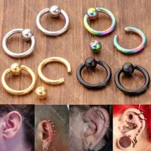 10 шт./лот, серьги-кольца из нержавеющей стали, серьги-кольца для пирсинга носа и губ