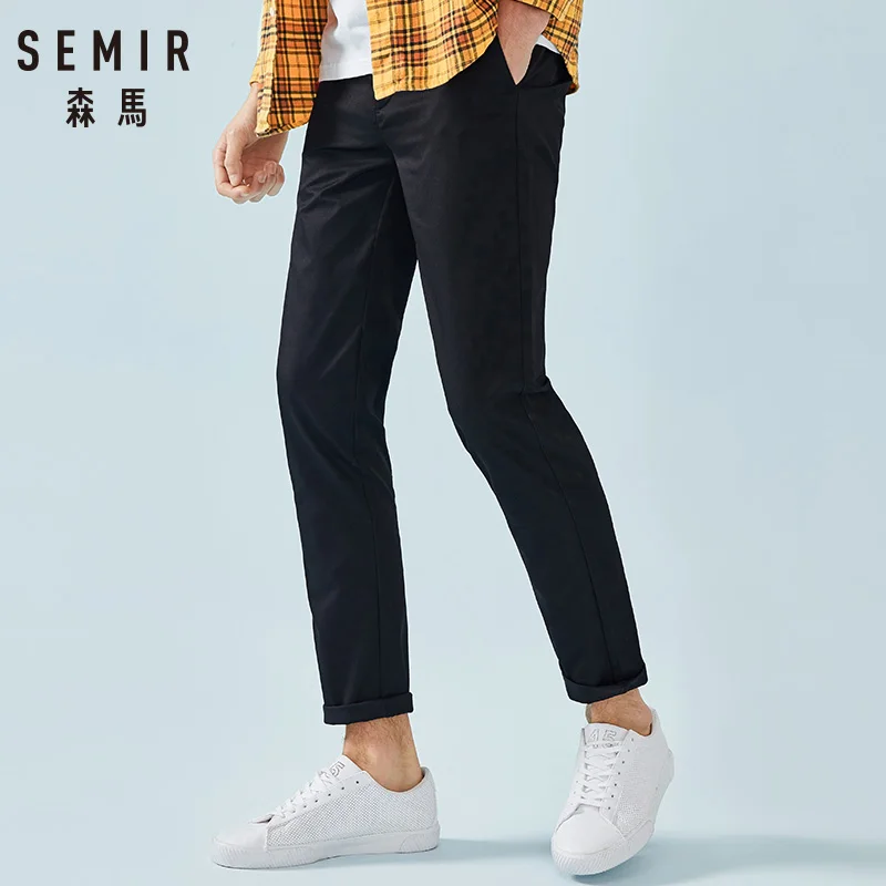 SEMIR, мужские обтягивающие хлопковые брюки, мужские чиносы с вышивкой, Мужские штаны, модные штаны на весну