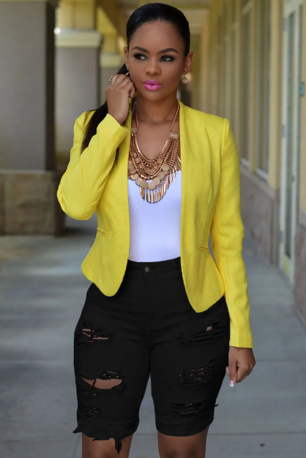 Women Holes Plus Size Denim Shorts 