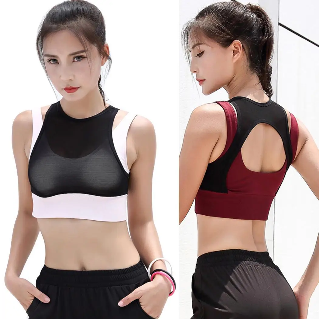 Women Casual O-Neck Sleeveless Backless Patchwork Slim Short Vest Bra Sporting Soft and breathable material. | Спорт и развлечения