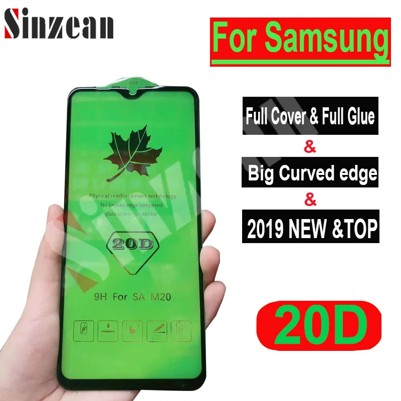 

100pcs For Samsung J4 Plus/J6 2018/A8 Plus 2018/A9 2019/A20E/J600 20D Full Cover Tempered Glass large radian screen protector