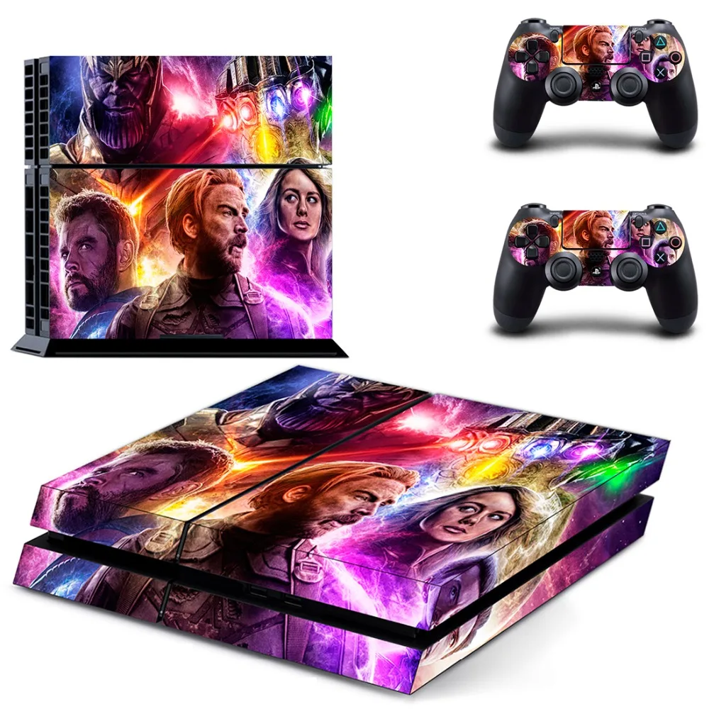 Виниловая наклейка для консоли Playstation 4 и 2 контроллеров PS4 Мстители Endgame Железный