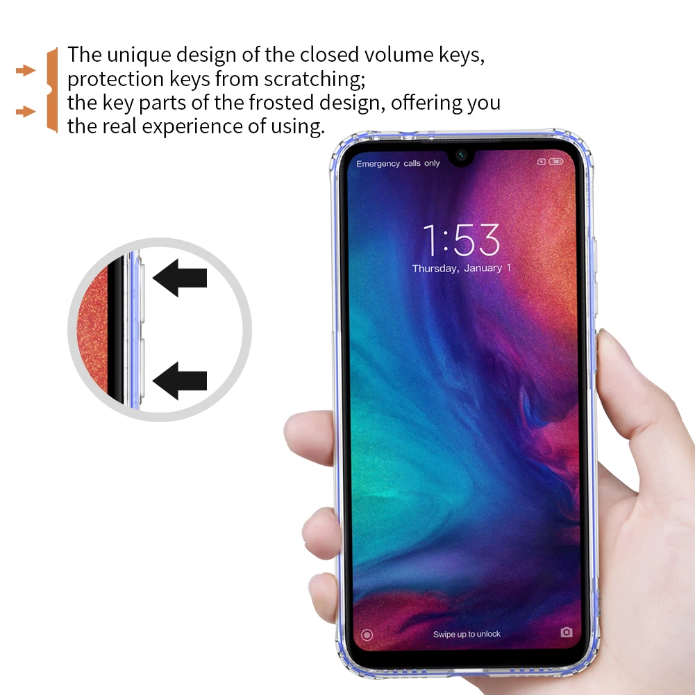 Чехол для Xiaomi Redmi Note 7 Чехол Redmi Note 8 Pro чехол NILLKIN натуральный ТПУ, прозрачный мягкий чехол