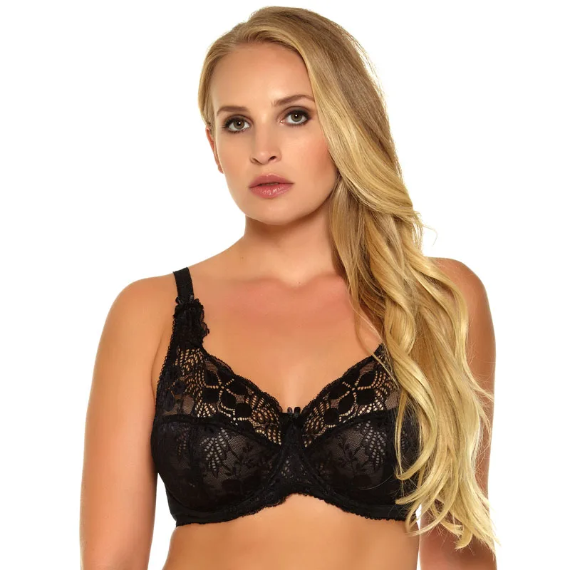 

BL953P 2017 Women Bra Black Colour Printing Floral Unlined Push Up Cup Plus Size 34 36 38 40 42 44 46 C D DD DDD E F