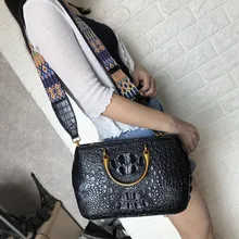 Натуральная крокодиловая кожа, застежка-молния, металлическая ручка, женская сумка, тканый ремешок на ремне, Женская сумка на плечо, Дамская седельная сумка