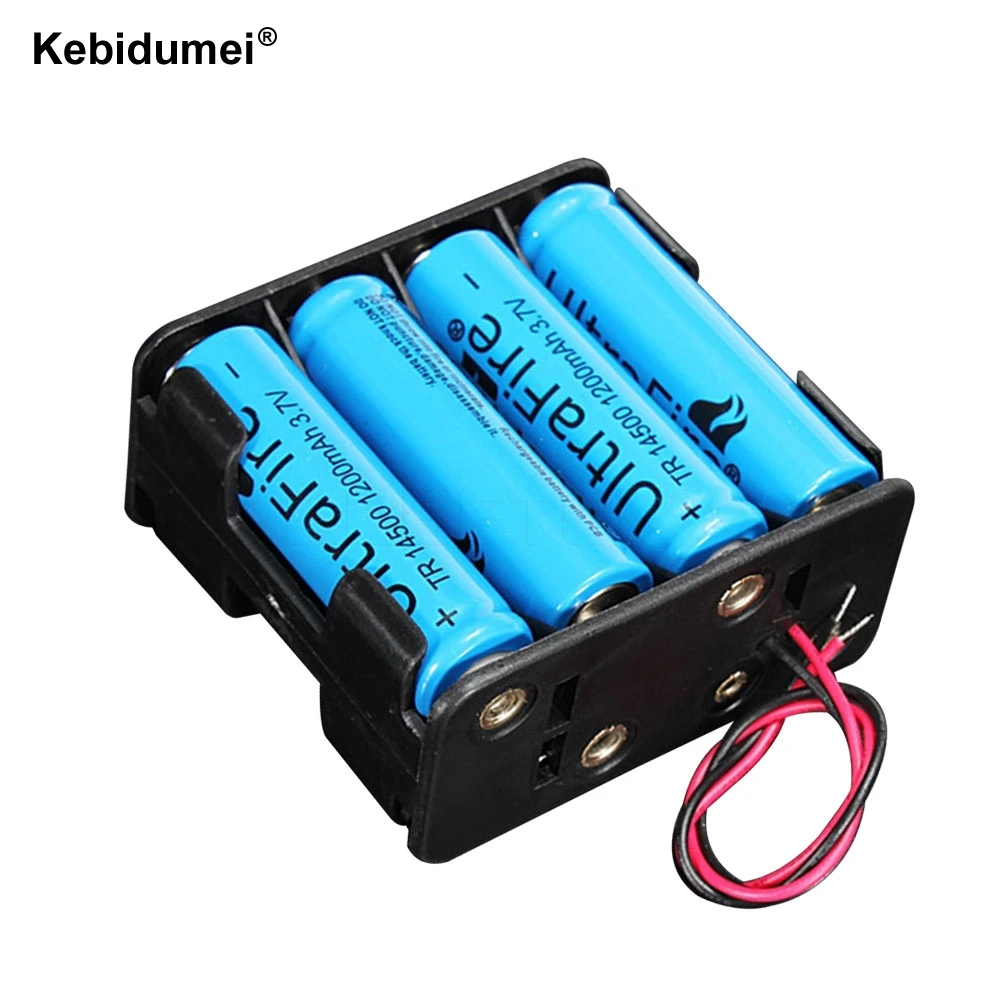 8 x AA Battery Storage Case Plastic Box Holder with Cable Lead for