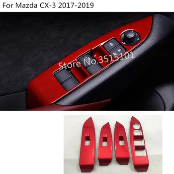 

car body door ABS chrome Window glass panel Armrest Lift Switch Button trim frame 4pcs For Mazda CX-3 CX3 2017 2018 2019 2020