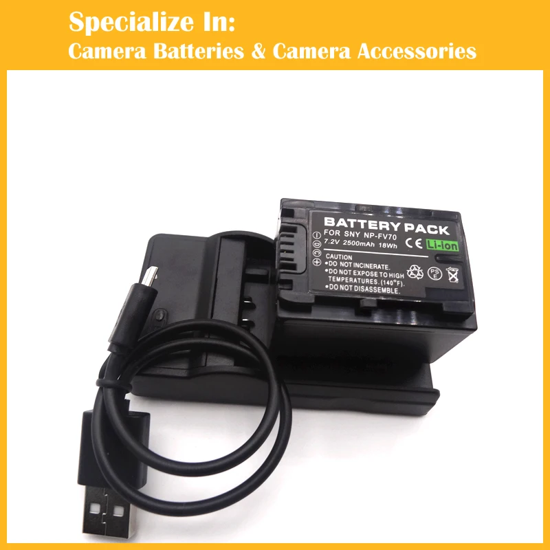 Eeyrnduy 1x NPFV70 battery charger set BC TRV for sony HDR CX230 CX150E CX170 CX300 CX7E