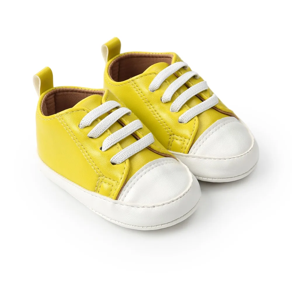 Newborn Baby Shallow Shoes 8 Color PU Leather Lace Up Toddlers Girl Boy Anti slip Shoes Soft