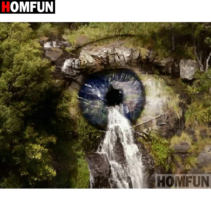 Картина из квадратных и круглых страз HOMFUN 5D алмазная вышивка глаз Водопад