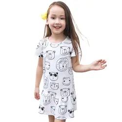 Одежда для малышей, платье для девочек, летняя футболка с короткими рукавами, платья с рисунком, модное платье для маленьких девочек, одежда