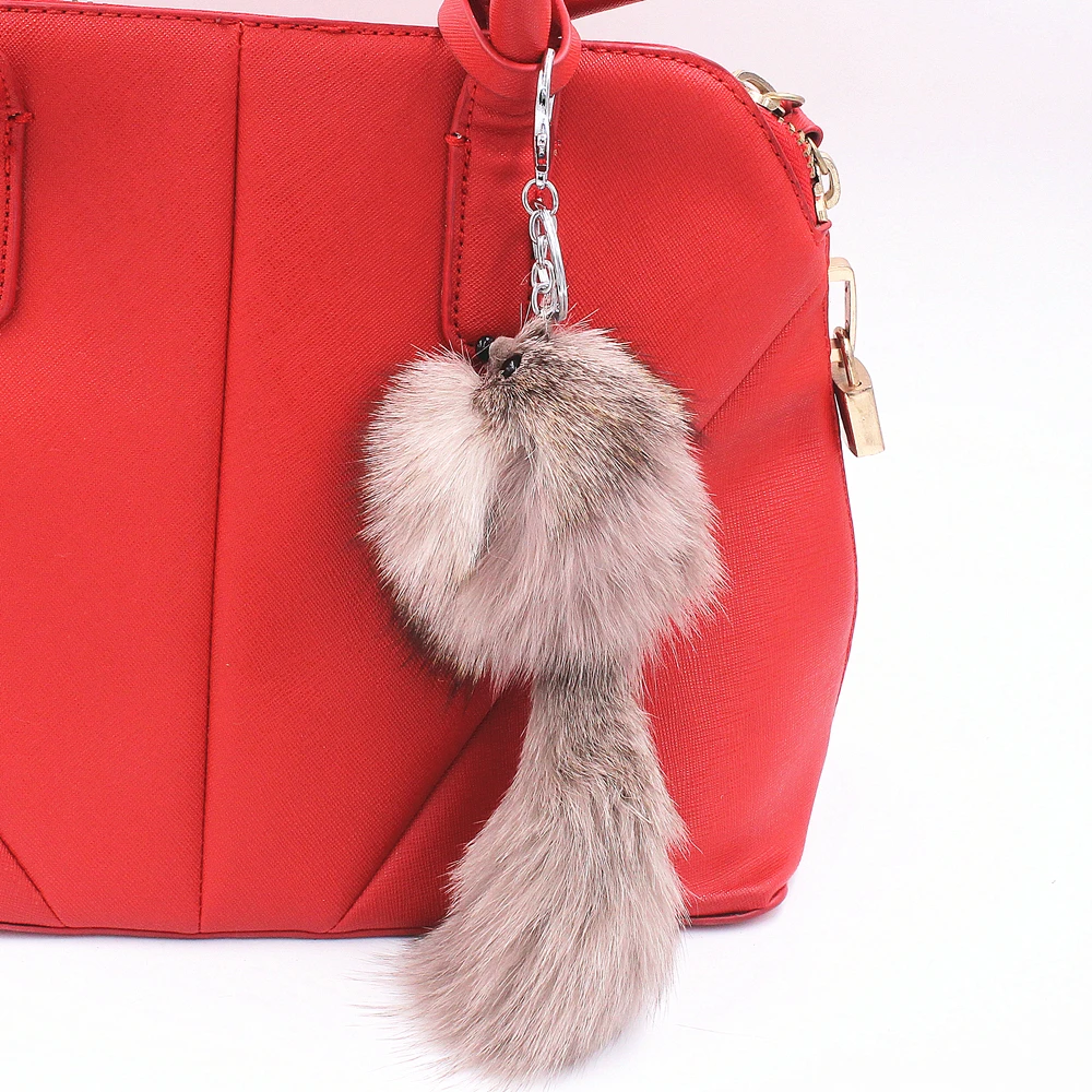 Lovely Fox Rabbit Fur Ball Fluffy Key Chains Rings Hotsale Bag Pendant ...