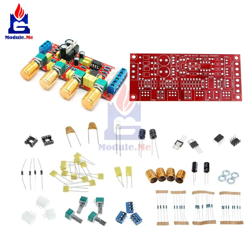 

diymore NE5532 AC 12V HIFI Pre-amplifier Board Preamp Tone Treble Alto Bass Volume Control Low Noise Module DIY Kits