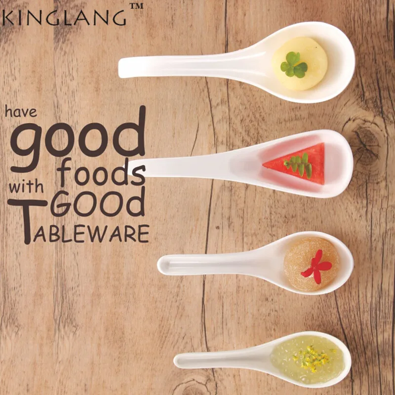 

1PC Melamine Japanese White ladle Scoop Hotel Soup Spoon Children Safe