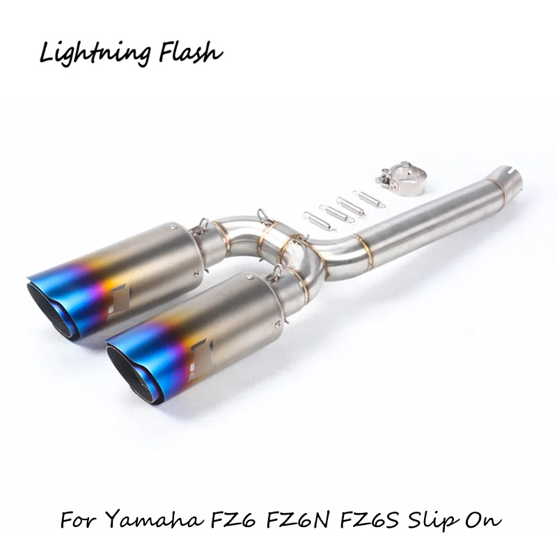 

For Yamaha FZ6 FZ6N FZ6S Motorcycle Exhaust System Stainless Steel Mid Tail Pipe No DB Killer Escape Slip On Left Right 51 mm