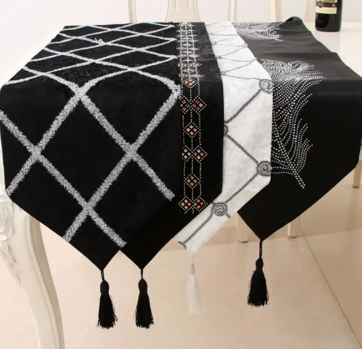 

Fyjafon Table Runner Black White Table Runners 32*160/32*200/32*220/32*240 Table Runner Home Decor Dining Table Runner