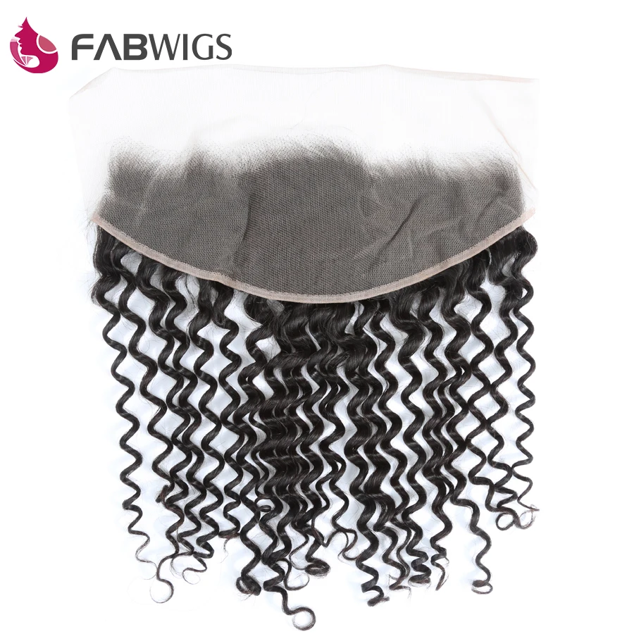 Fabwigs Brazilian Deep Wave Lace Frontal Closure Pre Plucked 100% Human Remy Hair 13x4 Lace Frontal with Baby Hair Free Shipping