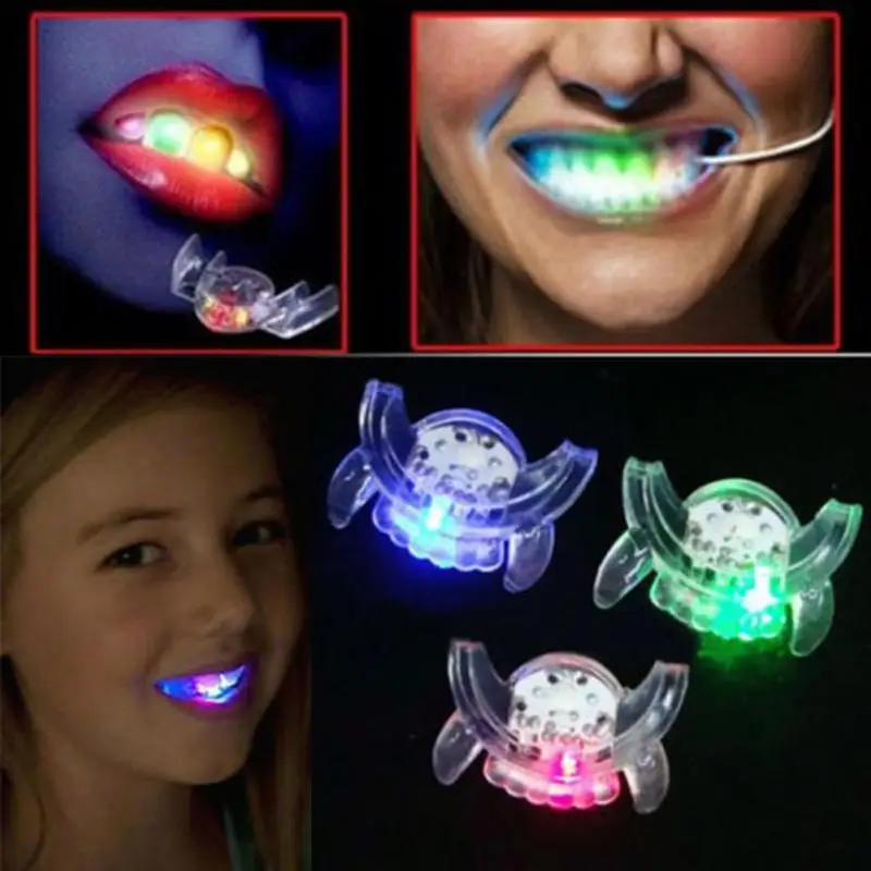 

LED Light up Flashing Mouth Piece Glow Teeth For Halloween Party Rave Event Transparent
