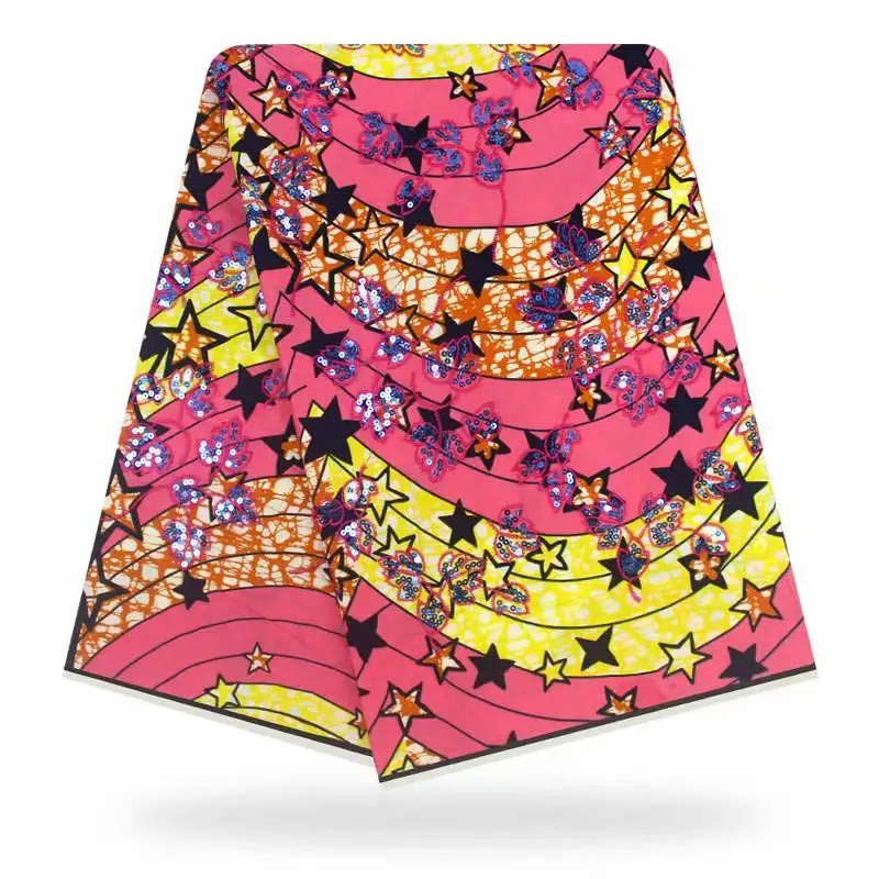 

YBG!New High Quality Sequins African Wax Prints Fabric Wax Hollandais Flower Pattern African 100% cotton Wax Print Fabric!J41651