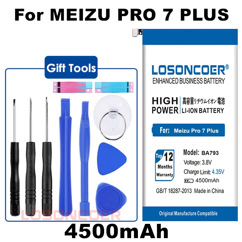

LOSONCOER BA793 4500mAh Battery For Meizu Pro 7 Plus BA793 M793Q M793M M793H Battery+Tracking Number