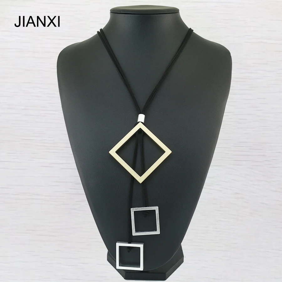 

JIANXI fashion Necklace&Pendant leather collar Aluminium never fade geometric Choker jewelry kolye Women 2017 Female Collier