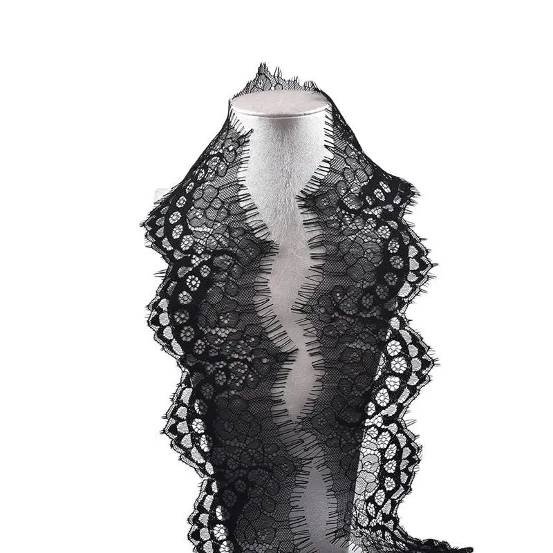 

1 Roll 10cm*3m White Black Lace Ribbon Wide Flowers Lace Fabric Trimmings For Sewing Embroidered Clothing Decoration