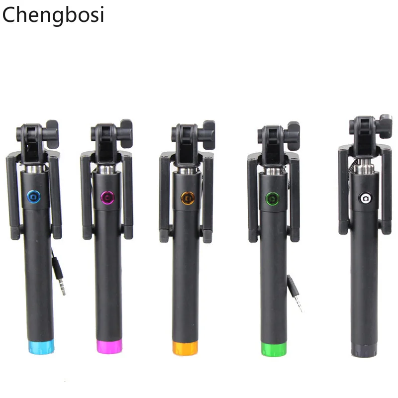 

Mini Foldable Self Stick Tripod Monopod Wired Selfie Stick Cable Extendable Built-in Shutter Stick For iPhone Samsung Smartphone