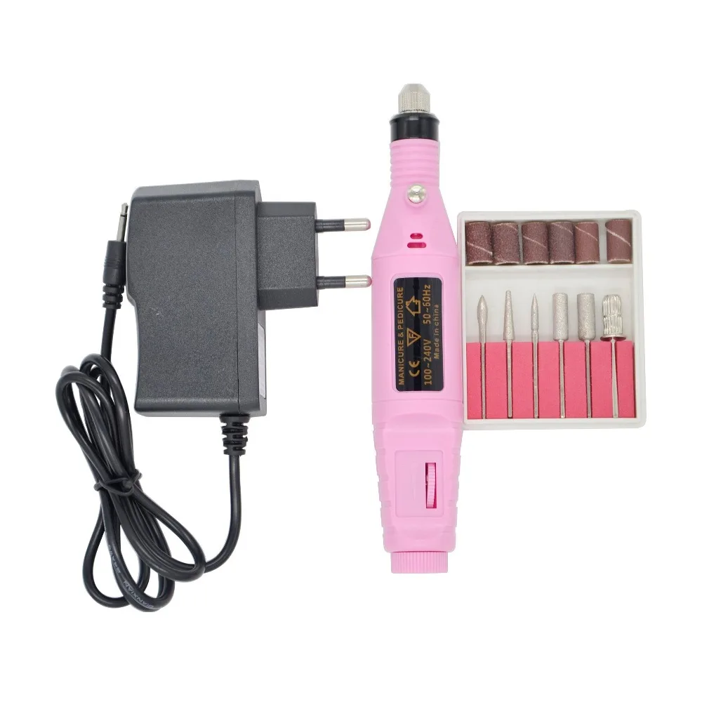 Mini Pink Electric Nail Art Drill for manicure and pedicure Machine