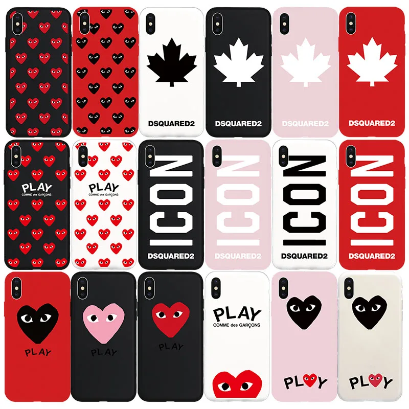 

Brand NEW DS2 ICON Maple Leaf CDG PLAY Soft Case for iPhone 8Plus 8 7Plus 7 6s 6 Plus X Xs XR Xs Max SE 5s 5 SE Phone Cover Case