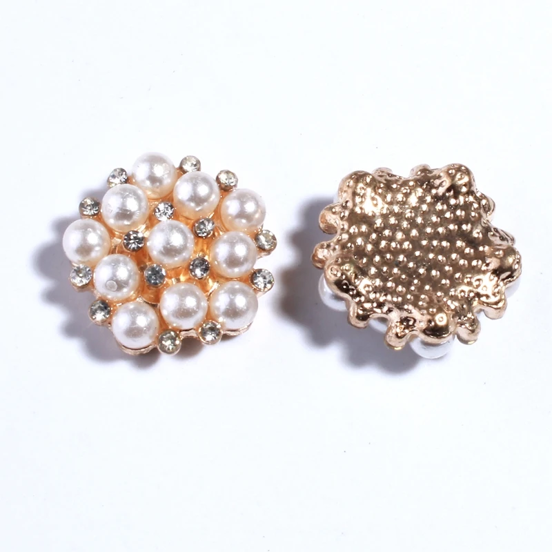 

10PCS 17MM New Pearl Wedding Diamond Buttons For Factor Outlets Rhinestones Buttons For DIY Hair Accessory Wedding Decorative