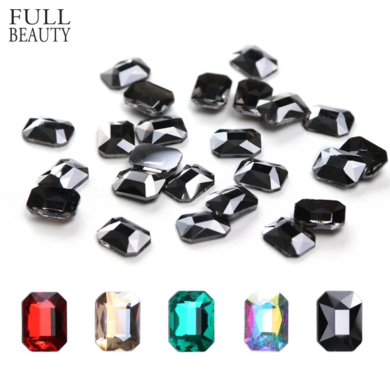 

10pcs Rectangle Nail Rhinestones Charms Strass Flat Back Design Crystal Jewelry Stones Gems 3D Nail Art Decor Accessories CH714