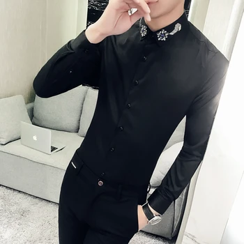 

18 spring new men long sleeve shirt Manual book drill collar decorations shirt 1809 - P65 north mold product