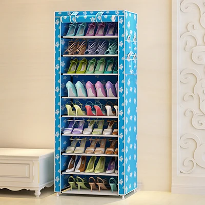 Многоцелевой Оксфорд ткань Пылезащитный Водонепроницаемый шкафчик для обуви держатели для обуви 10 слоев 9 сетки обуви Органайзер полка обувь мебель - Цвет: blue