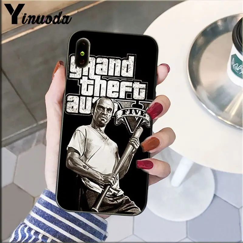 Yinuoda rockstar gta 5 Grand Theft Мягкий силиконовый чехол для телефона из ТПУ для iPhone 8 7 6 6S Plus 5 5S SE XR X XS MAX Coque Shell