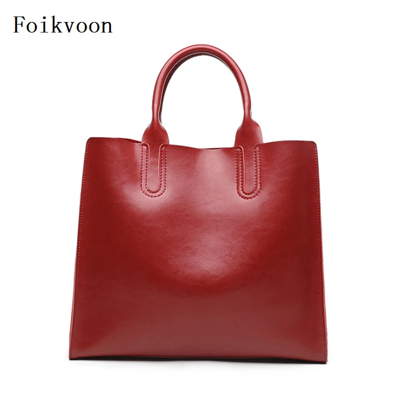 

Foikvoon Large Women Handbags Patent Leather Solid Color Women Shoulder Bags Embroidered Elegant Bolsa Feminina