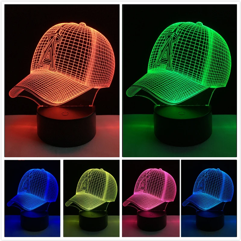 

Baseball Cap 3D LED Night Light Sports Hat Table Lamp USB 7 Colorful Gradient Atmosphere Sleep Lighting Kids Gifts Drop Shipping