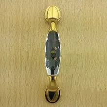 96mm fashion deluxe glass clear /black crystal villadom furniture decoration handle 3.8″ gold drawer cabinet wardrobe door pulls