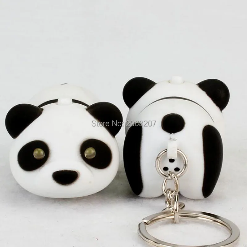 100pcs Cute Panda LED Keychain Sound & Emit Light Party Promotional