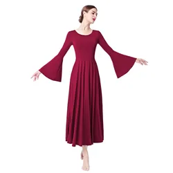 2019 Nuevas Mujeres Adultos Vestido de Ballet Vals Latino Tango Baile Desgaste Campana Manga Plisada Iglesia Litúrgica Traje de Alabanza Vestido de Alabanza 2019 Nuevas Mujeres Adultos Vestido de Ballet Vals Latino Tango Baile Desgaste Campana Manga Plisada Iglesia Litúrgica Traje de Alabanza Vestido de Alabanza