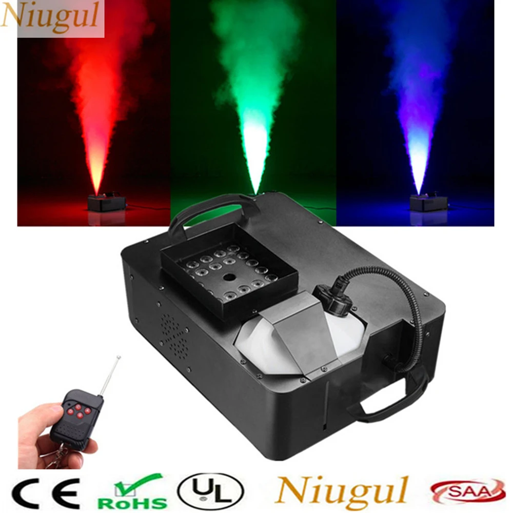 

Wireless Or DMX512 Control 1500W LED Fog Machine/LED Pyro Vertical Smoke Machine/Disco DJ Stage Fogger With RGB 3IN1 LED Lights