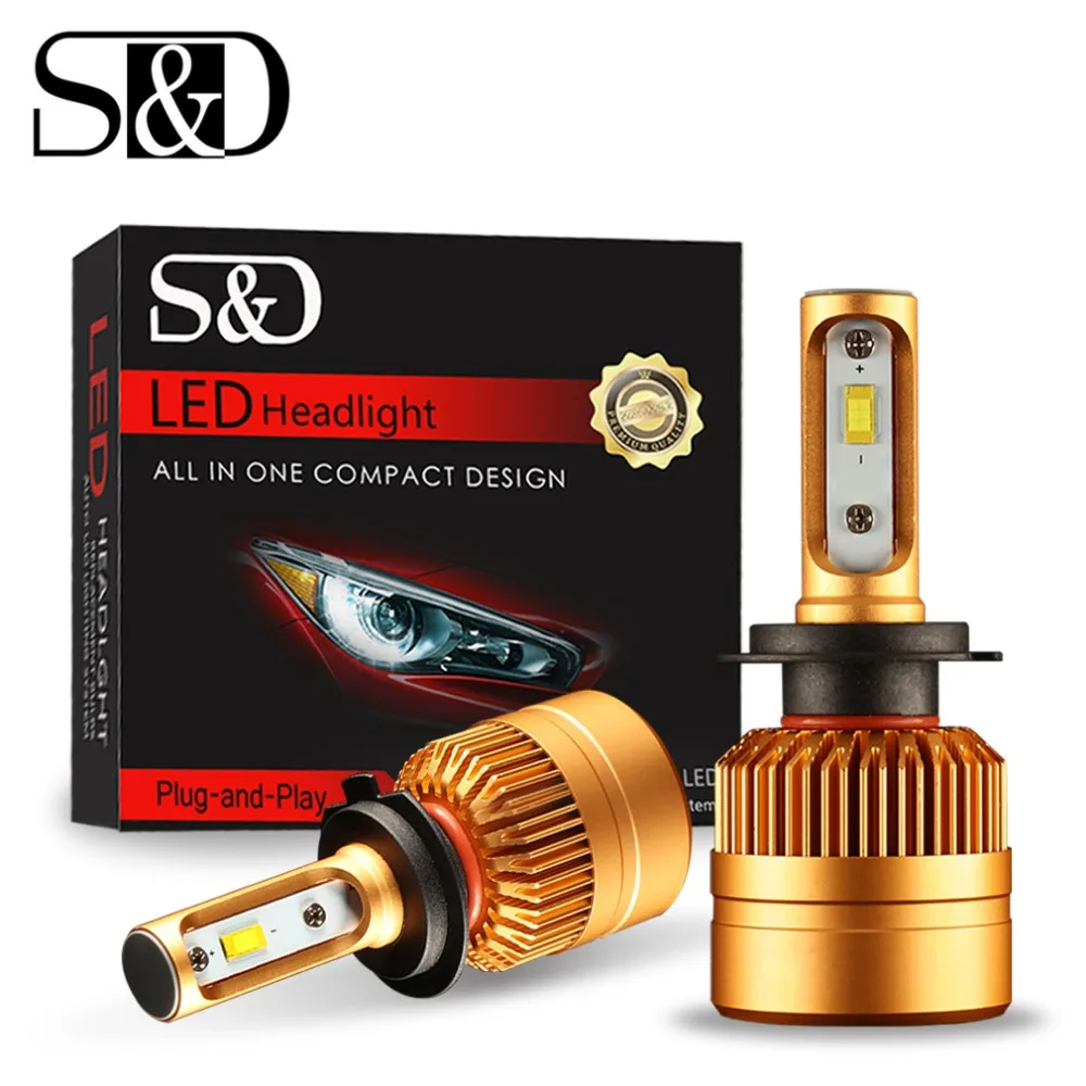 S D 2Pcs H7 LED Headlight Bulbs H4 LED Car font b Lamp b font H11