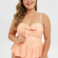 Wipalo плюс размер 5XL спереди узел воланом танкини набор женщин из двух частей купальный костюм Высокая талия Повседневный стиль летняя пляжная одежда купальники