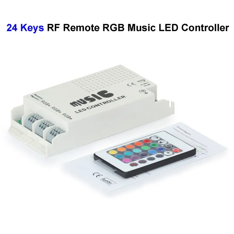 10pcs 12V 24 Keys RGB Music LED Controller Sound Sensor With RF Remote