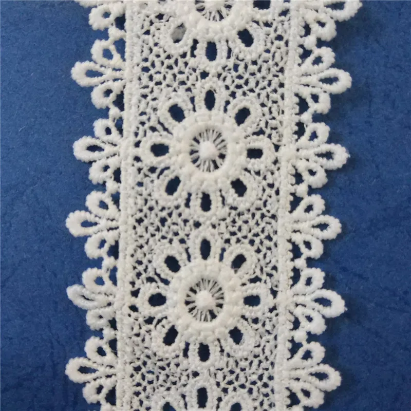

5CM Width Embroidered lace DIY 15Yards White Embroidery Lace Ribbon Fabric Sewing Garment Accessories Water soluble Hollow out