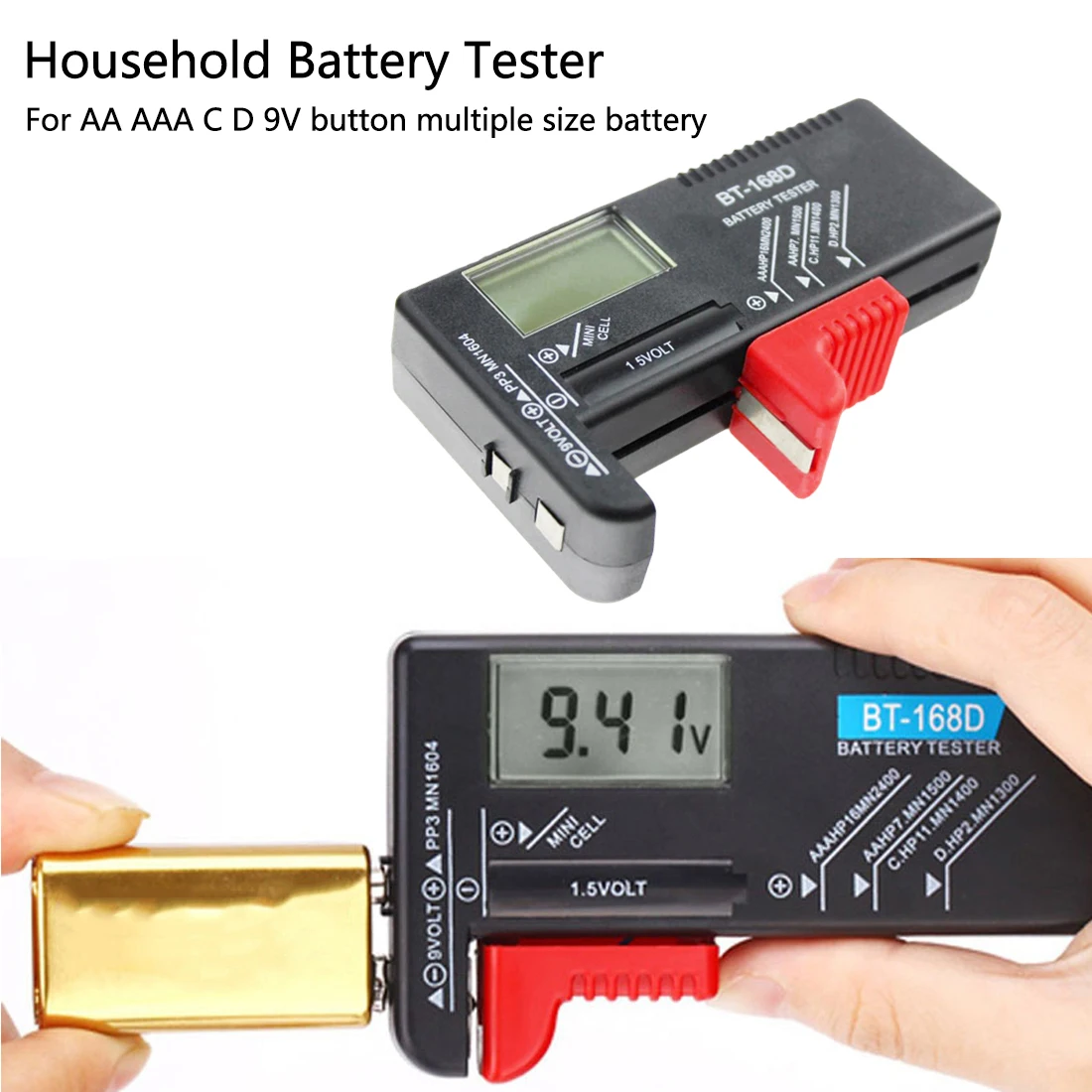Battery Tester 1Pc Digital Battery Capacity Tester Check Power Level