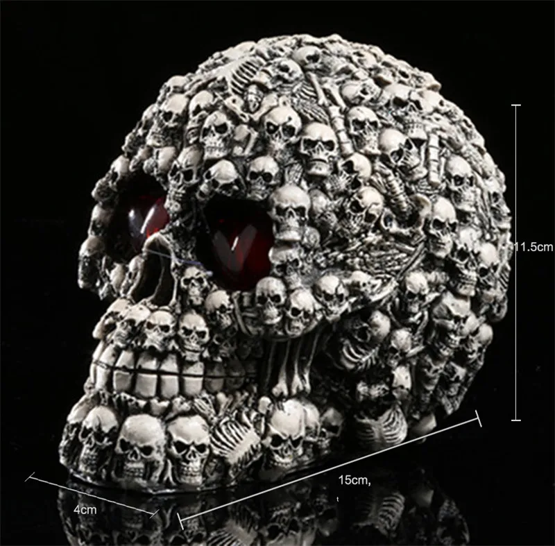 Светодиодный смоляный череп, череп, голова, статуэтки, демон, Череп, статуэтки, скульптура, украшение дома, ремесло, подарок на Хэллоуин