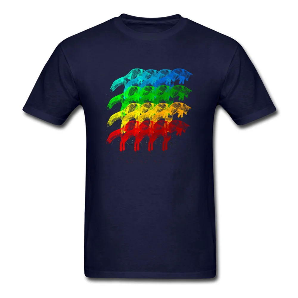Leaping Rainbow Pure Cotton T-Shirt for Students Short Sleeve Summer Tops Tees 2018 Popular Summer Round Neck T Shirt Normal Leaping Rainbow navy