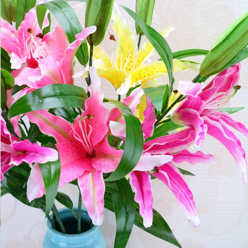 85cm 3Heads Real Touch Artificial lily Flores Wedding Bridal fake flowers Bouquet Plants white lily Home Party Decor for Display 85cm 3Heads Real Touch Artificial lily Flores Wedding Bridal fake flowers Bouquet Plants white lily Home Party Decor for Display