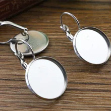 Не выцветает) 16 мм 10 шт. нержавеющая сталь Французский рычаг задняя серьги пустой/база, подходит 16 мм Стеклянные Кабошоны, Buttons-M4-31