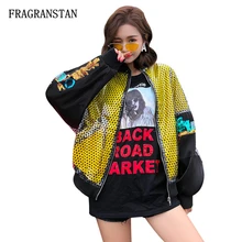 Женская Осенняя куртка со стоячим воротником с длинным рукавом Повседневное пальто Для женщин Мода блестками в горошек лоскутное плюс Размеры Свободная верхняя одежда Z554